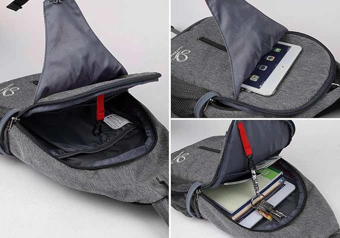 WATERFLY Crossbody Sling Backpack Sling Bag Travel Hiking Chest Bags Daypack