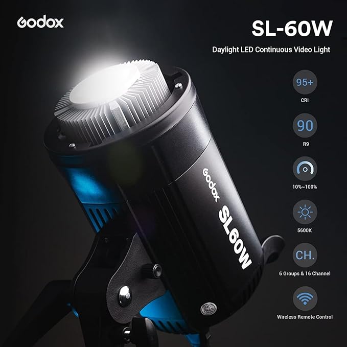 Godox SL-60W SL60W Daylight Led Video Light, 5600K Bright Studio Led Light