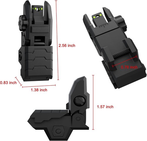 Fiber Optic Sights - Flip Up Front & Rear with Green/Red Dots | Tool-Free Adjustment