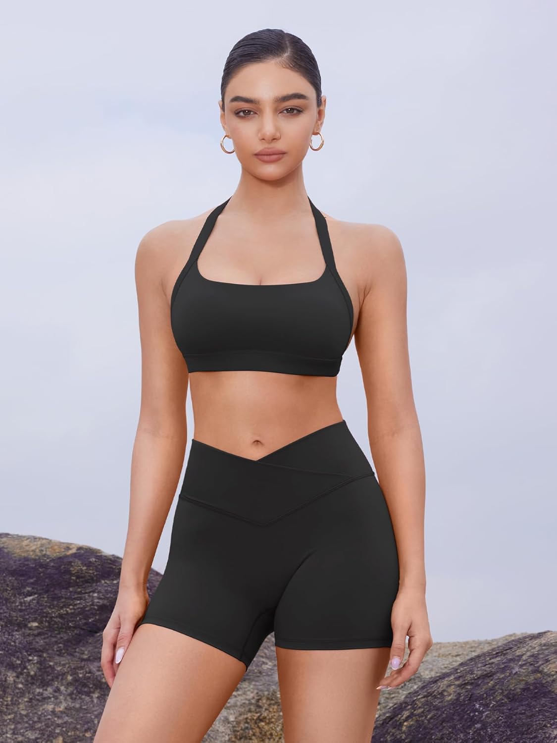 YEOREO Women's High Waisted Gym Workout Shorts - Tummy Control & Hidden Scrunch | 4.5" Booty Shorts