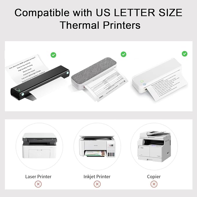300 Sheets Thermal Printer Paper Continuous Folded 8.5 x 11 Inches US Letter