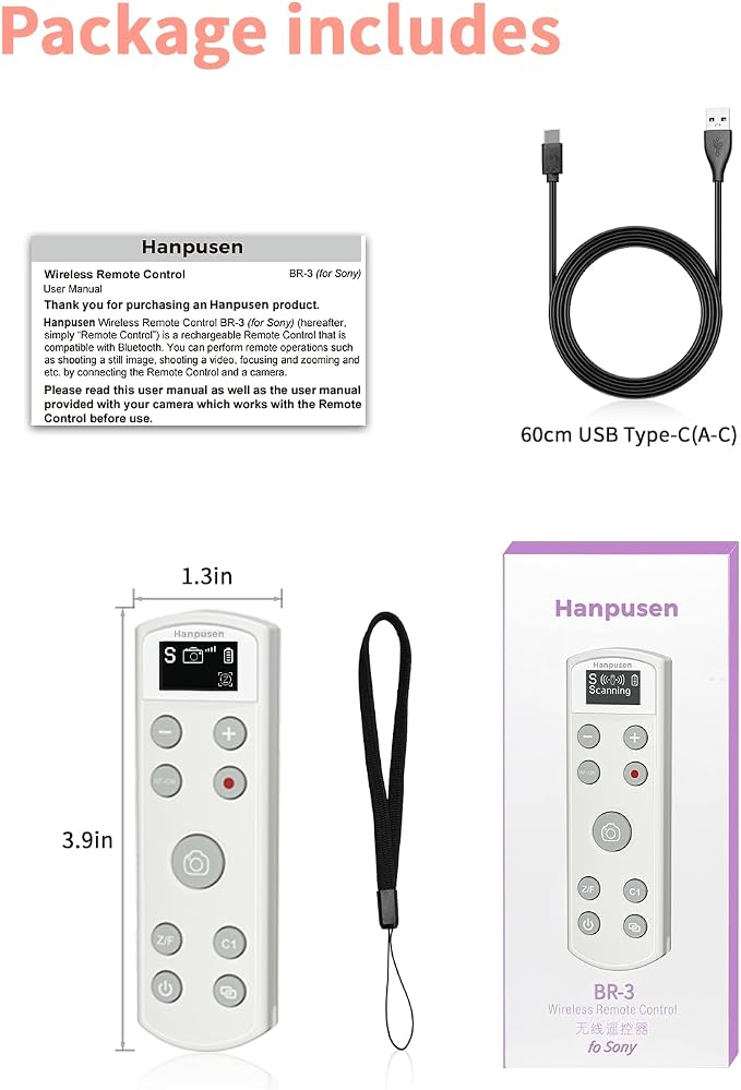 Hanpusen Rechargeable Camera Remote Control