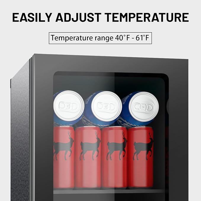 Compact 24 Can/0.9 Cu.Ft Mini Fridge For Soda, Drink, Beer, Wine | Portable Quiet Small Beverage Refrigerator Cooler With Removable Shelves&Manual Temperature Control For Office, Dorm, Bar
