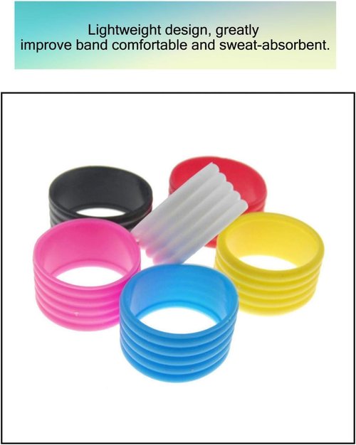 Essivox 5Pcs Tennis Racket Handle Rubber Ring Grip Band, Black, Stretchy Overgrip Racquet Accessory