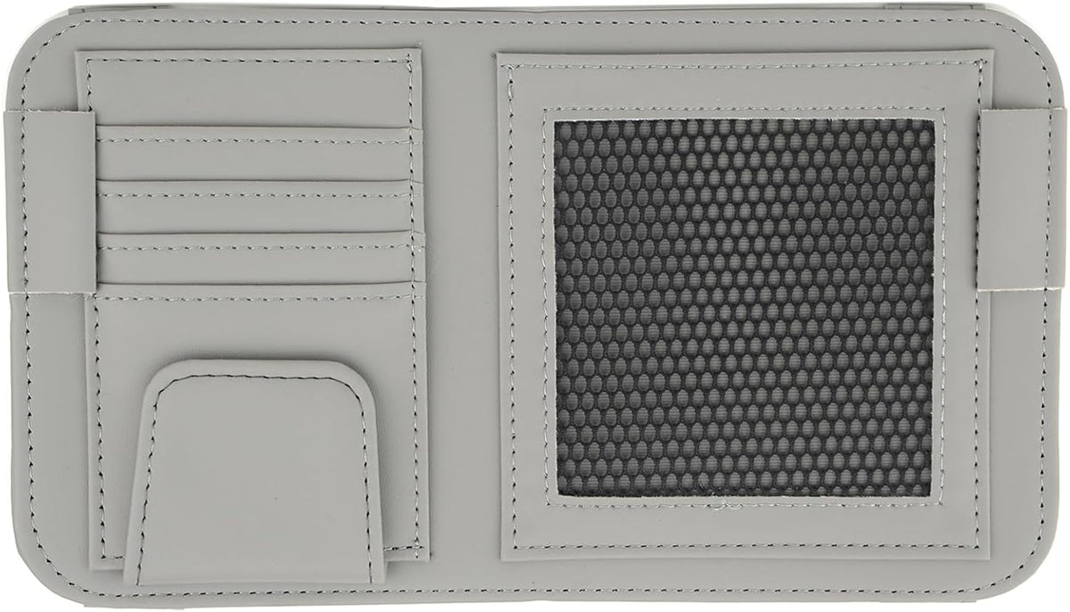 Leather Sun Visor Organizer for Truck, Sunglasses Holder, Cards Sleeve Pockets Organizer, Visor Document Holder for Registration License, Drving License, Insurance, Cards, Pen, Key