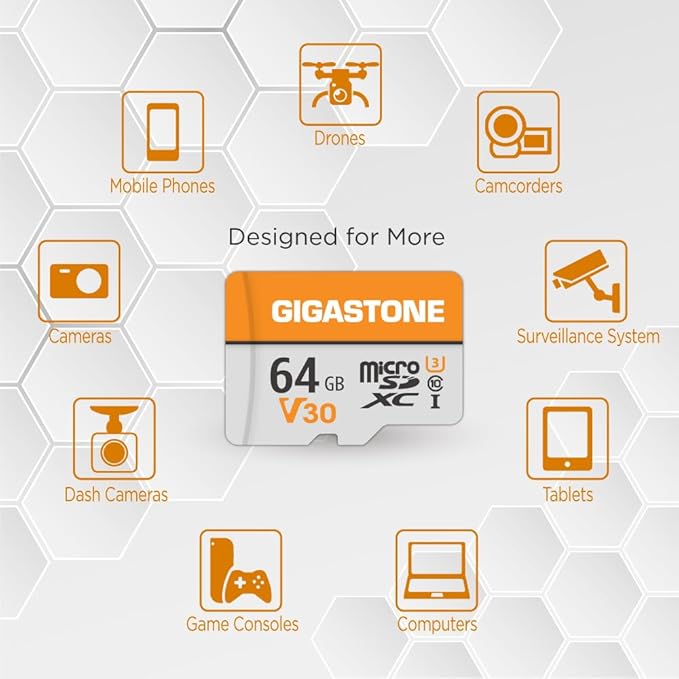 GIGASTONE 64GB Micro SD Card 2-Pack, V30 4K Video Recording, Surveillance