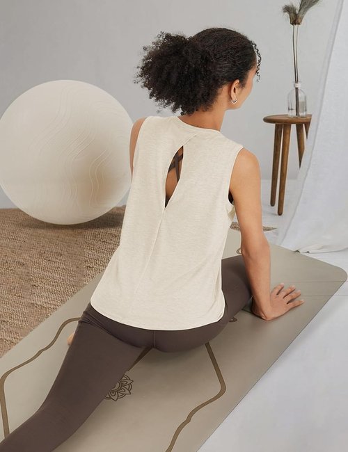 Baleaf Women's High Neck Open Back Workout Tank Top - Loose Fit Athletic Yoga Shirt