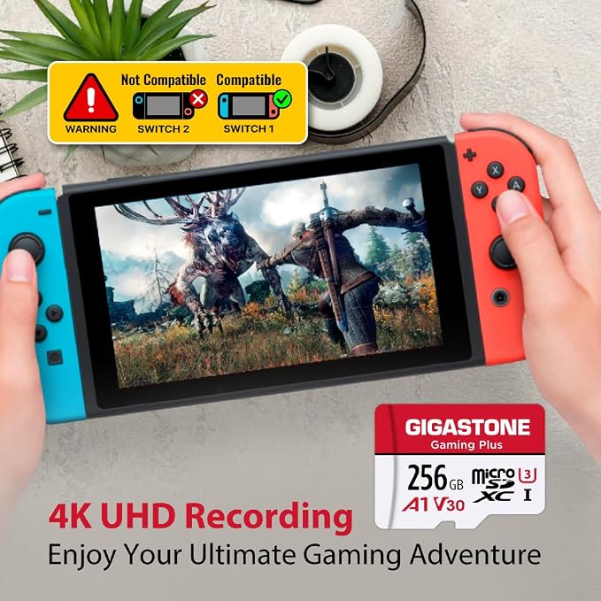 【for Switch 1 Only】 GIGASTONE 256GB Micro SD Card 5-Pack, Gaming Plus,