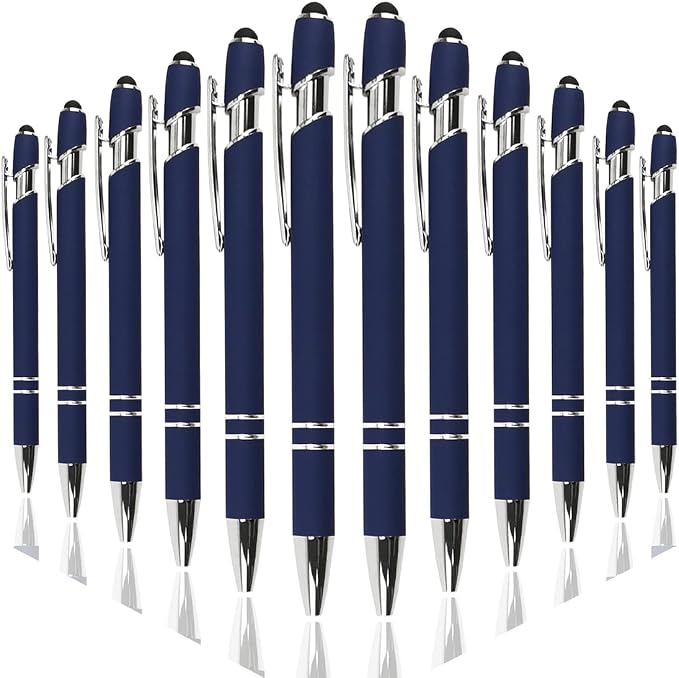 Oddmoal Ballpoint Pen with Stylus Tip, Soft Touch Click Metal Pen, 1.0mm Medium