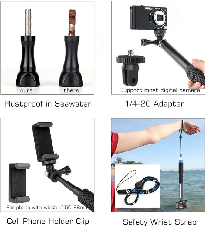 GEPULY 46''Alumium Waterproof Selfie Stick
