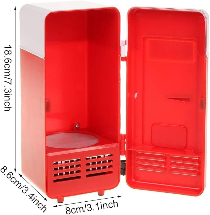 ThreeH New Mini Red USB Fridge Cooler Beverage Drink Cans Cooler/Warmer Refrigerator for Laptop PC Computer Red H-UF05Red