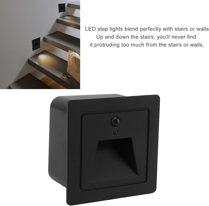 Fafeicy LED Step Light Motion Sensor Aluminum IP65 3W 110‑240V Stair Light for Hallway Closet Bedroom
