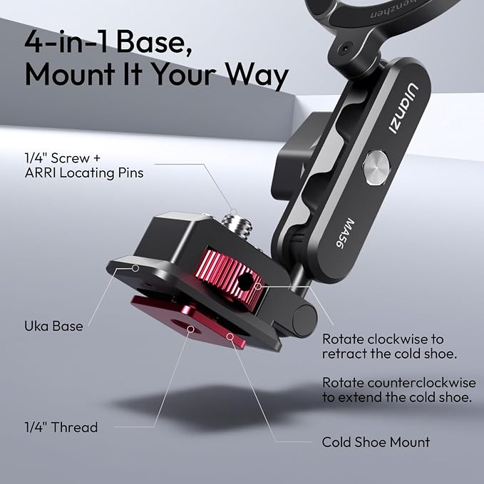 ULANZI Aluminum Magnetic Phone Tripod Mount, MA56 Camera Phone Mount w 1/4''