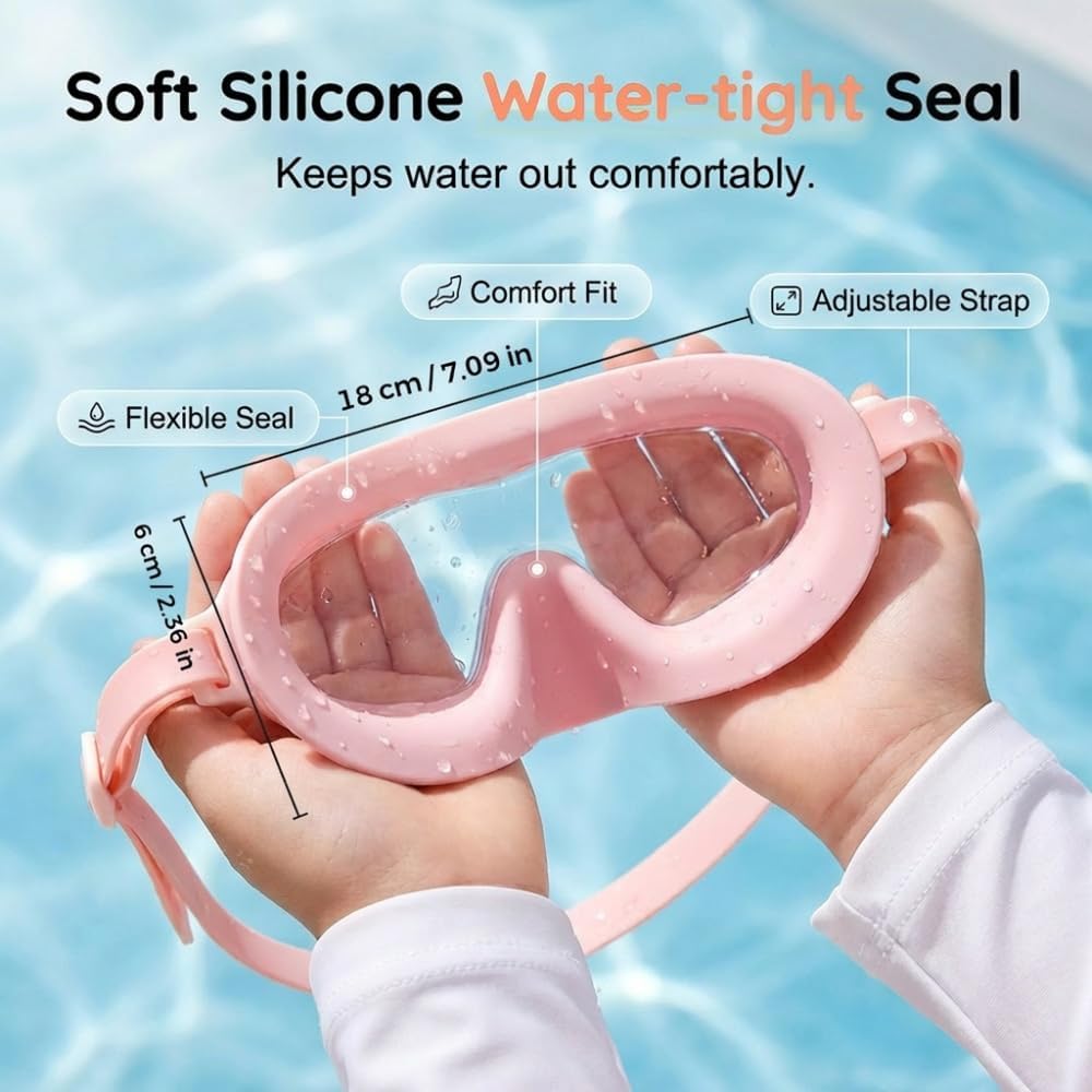 Runsgo HD Children's Waterproof Anti-Fog Swimming Goggles - Wide View Design with Nose Cover