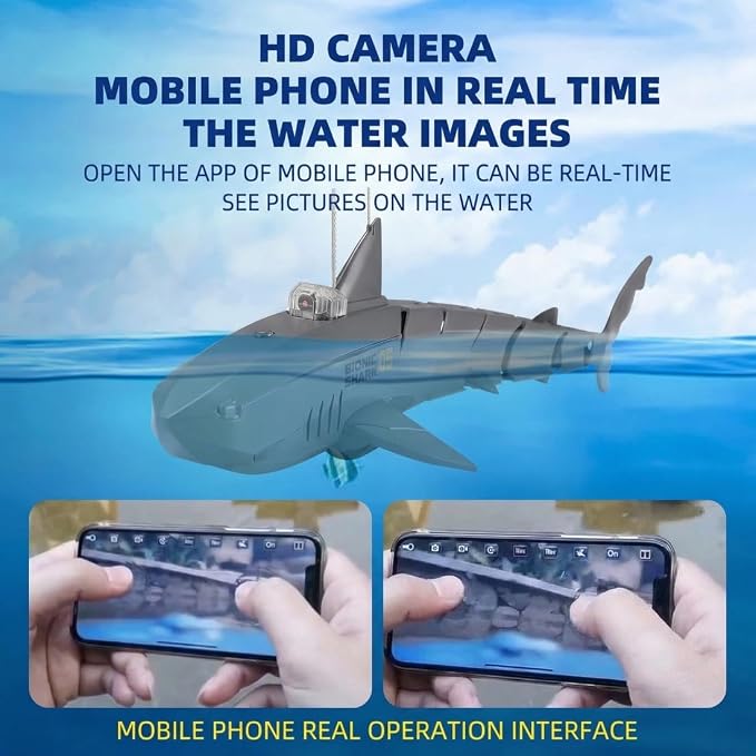 Remote Control Shark Pool with HD Underwater Camera, 2.4G Electric RC Fish Boat