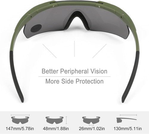 **Xaegistac Tactical Shooting Glasses - High Impact Eye Protection with 3 Interchangeable Lenses**