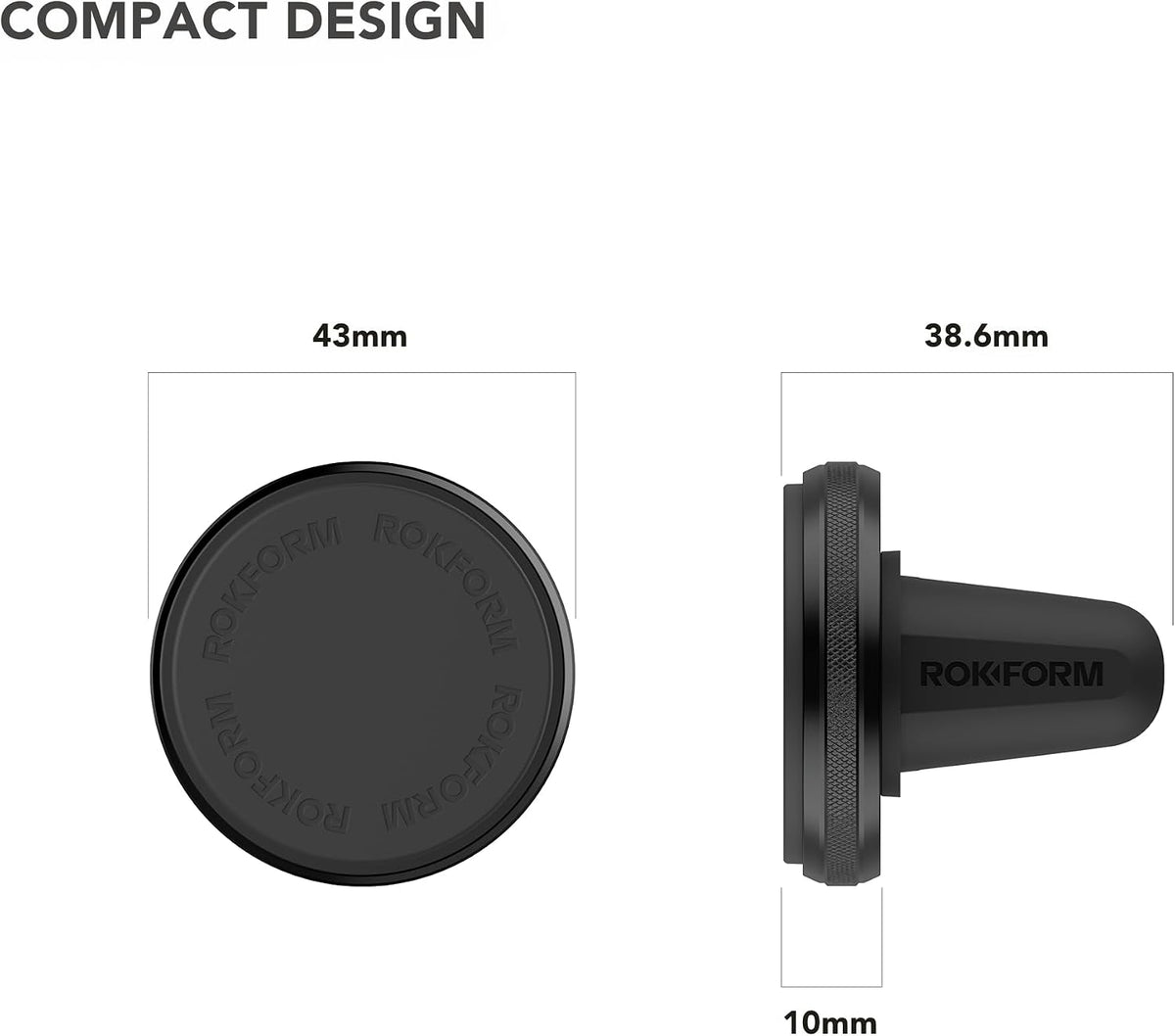 Rokform Magnetic Vent Phone Mount, Super Grip Clip (Black)