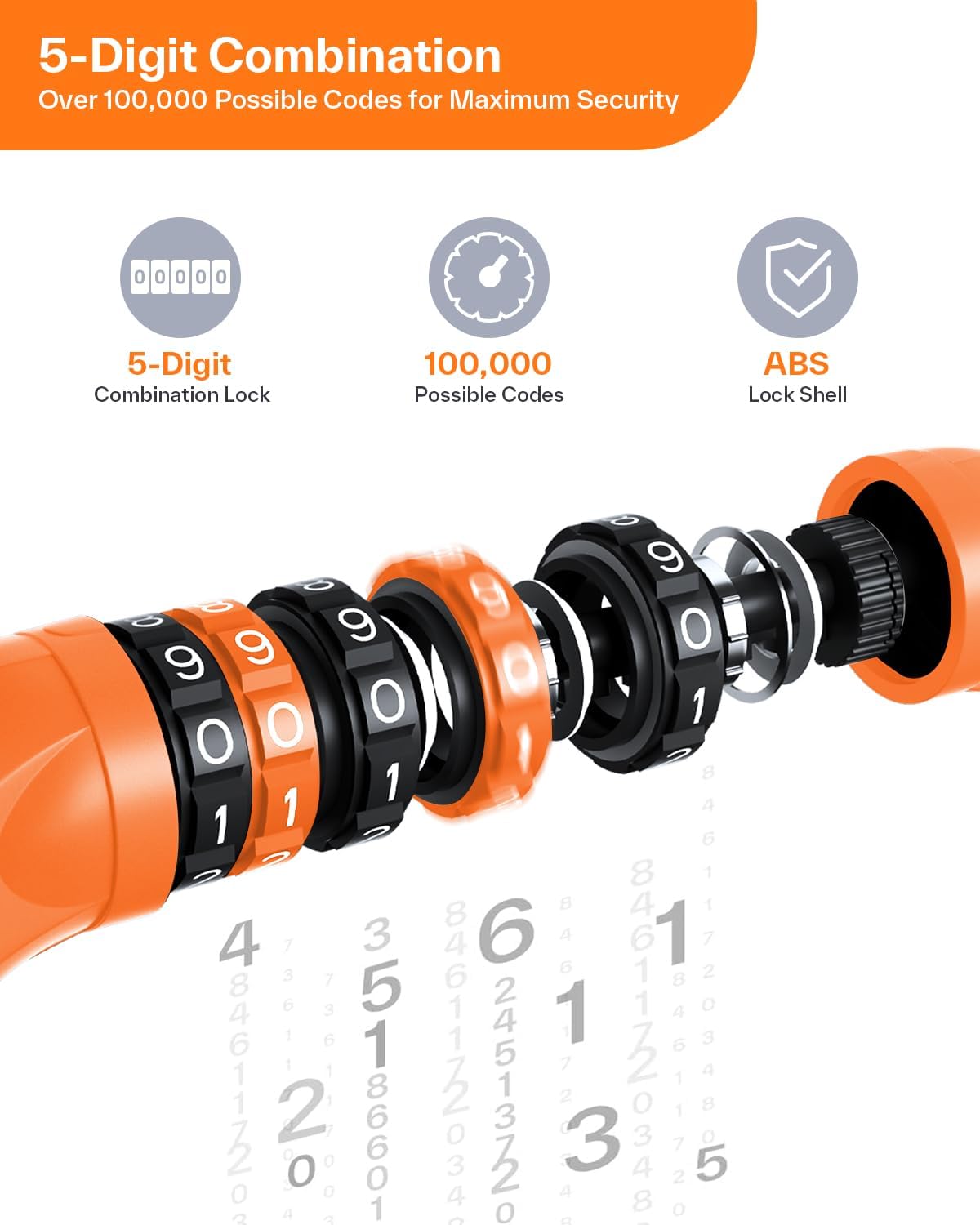 Sportneer Bike Lock - High Security 5 Digit Combination Anti-Theft Chain Lock | 3.2/3.6/4ft Heavy Duty for Bikes, Motorcycles, Scooters & Gates - 4/6mm Thick, Easy to Use