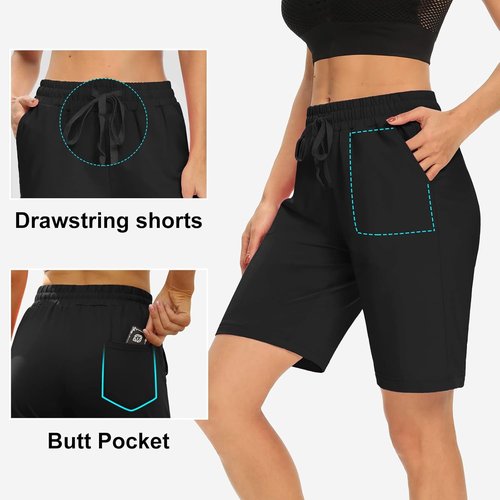 DIBAOLONG Women's Yoga Shorts - Comfy Loose Fit Bermuda Shorts with 3 Pockets | Perfect for Lounging
