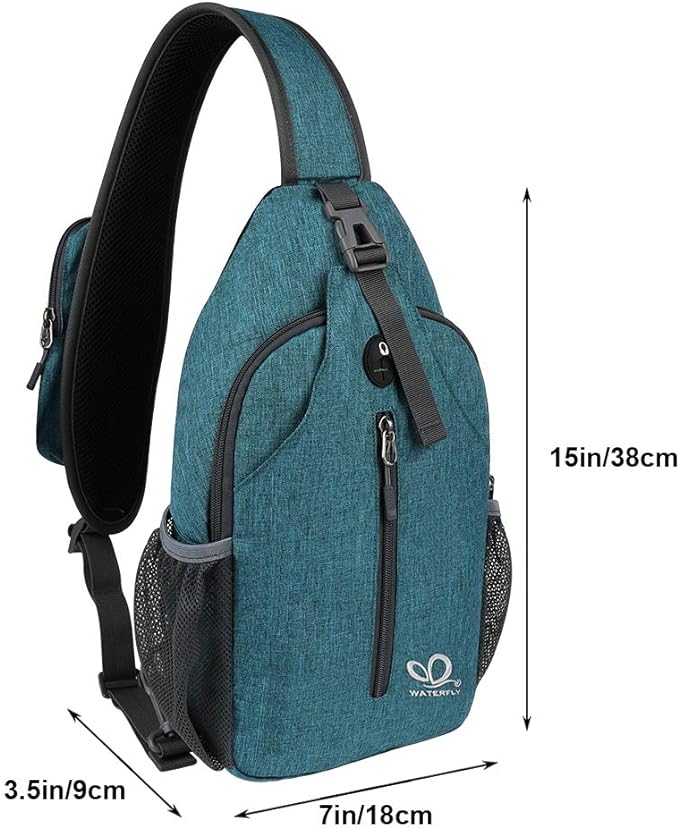 WATERFLY Crossbody Sling Backpack Sling Bag Travel Hiking Chest Bags Daypack