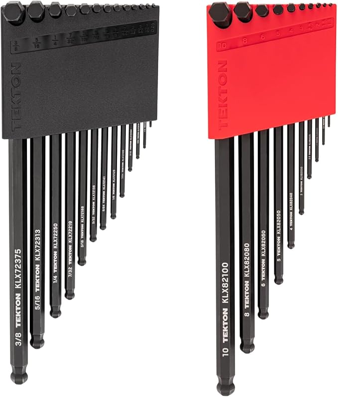 TEKTON Ball End Hex L-Key Set with Holders, 23-Piece (0.050-3/8 in., 1.3-10 mm) | KLX91304