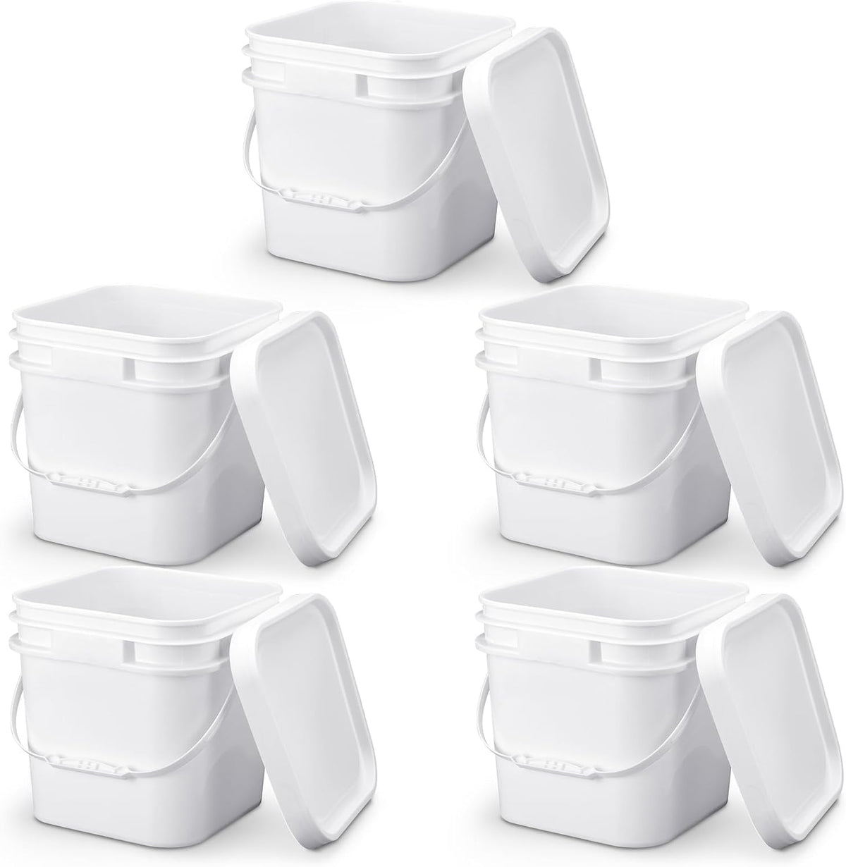 Suzile 2.2 Gallon White Food Grade Bucket with Lid Square Plastic Bucket 10L Utility Industrial Pail with Handle Container for Food Oil Tub Water Fishing Paint House Cleaning Car Washing