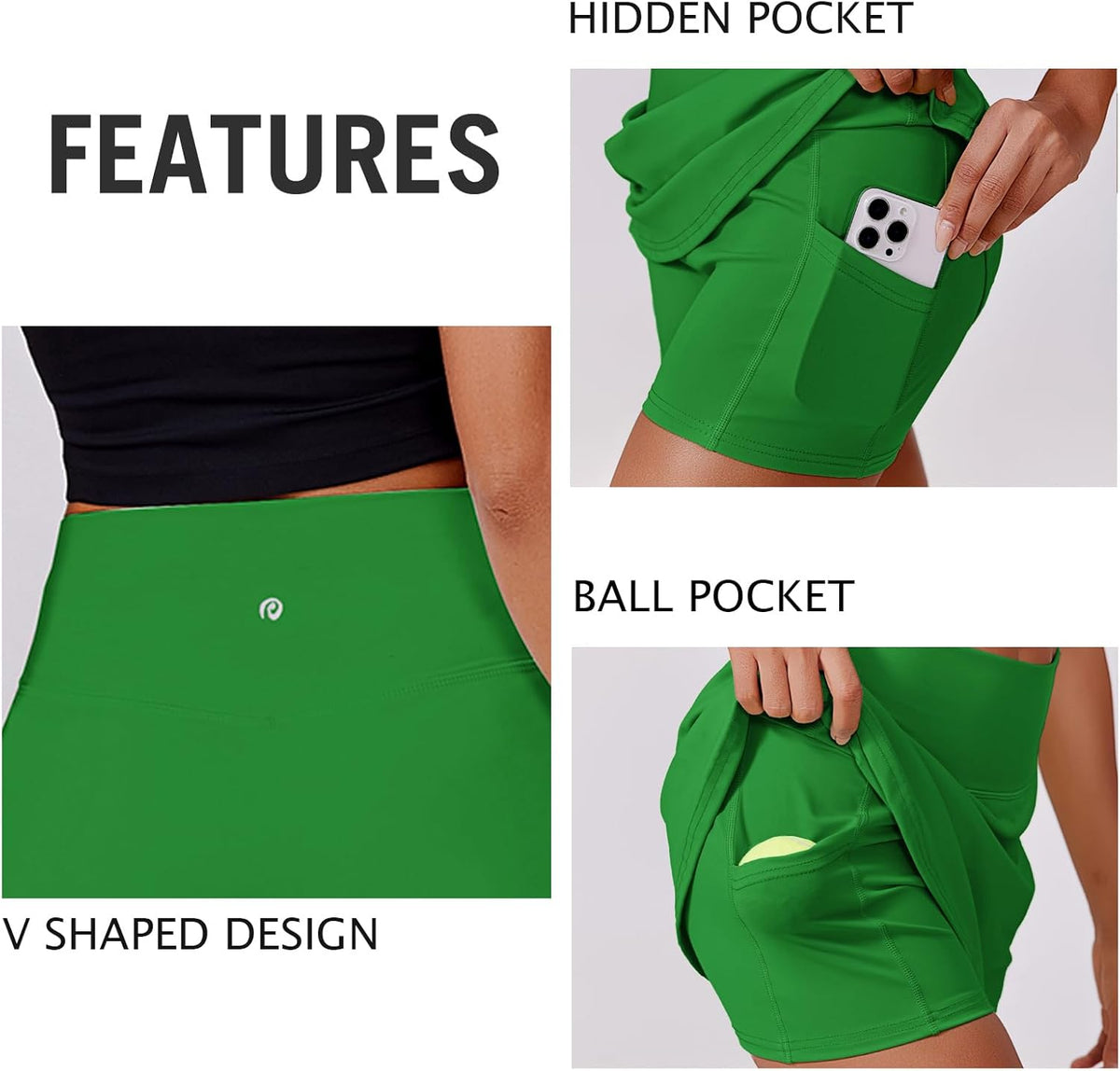 PINSPARK Women's Tennis Skirt - High Waisted Golf Skort with 2 Pockets | Stretchy Athletic Design for Workout, Pickleball, Running