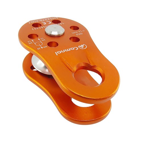 26KN Climbing Fixed Plate Micro Pulley, General Purpose Small Single Sheave Hauling Pulley for Rock Climbing, Rappelling, Zipline Sports Etc (Orange, Pack of 1)