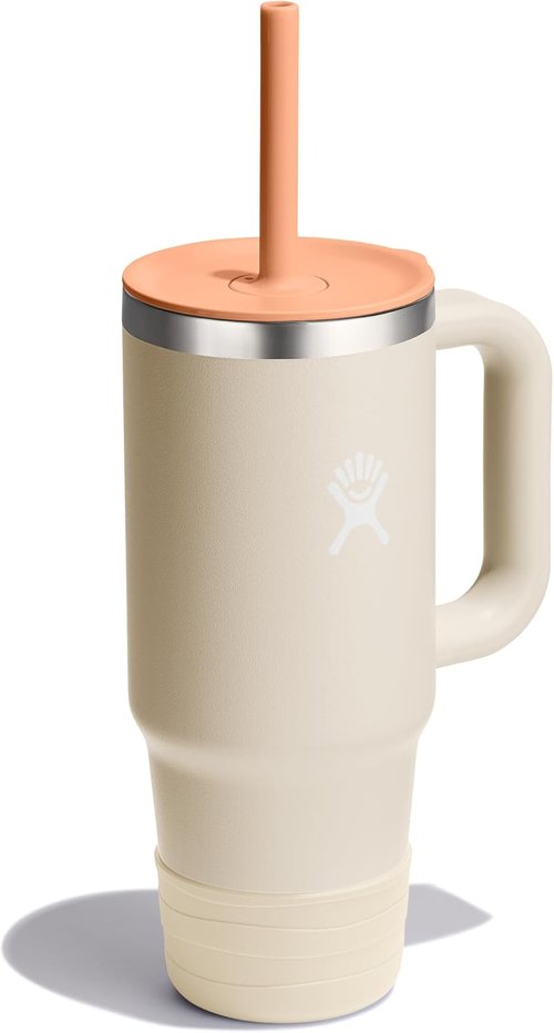 Hydro Flask Kids 24 Oz Travel Tumbler - Insulated Stainless Steel with Handle, Lid & Straw in Coconut Cream