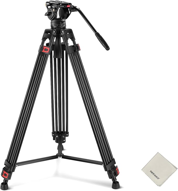 NEEWER 74" Video Tripod with Fluid Head & Damping Control, Aluminum Heavy Duty