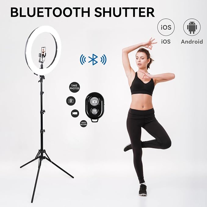 Ring Light Kit 18" 55W 5500k dimmable LED Light, 70inch Foldable Stand