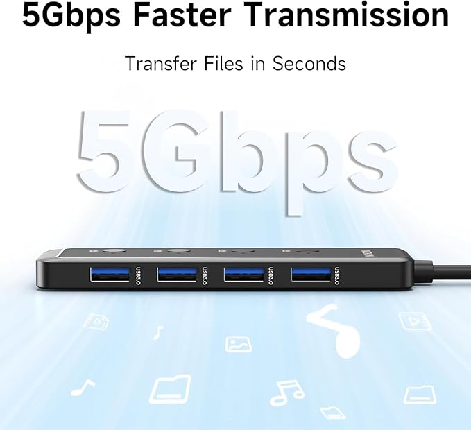 MOKiN USB 3.0 Hub, 5-Port Ultra Slim Data USB Extender