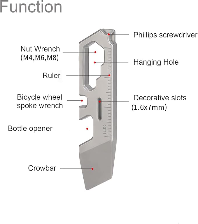 Titanium keychain tool,Lightweight Multipurpose Tool, Can Opener, Pry bar, Wrench Bottle Opener