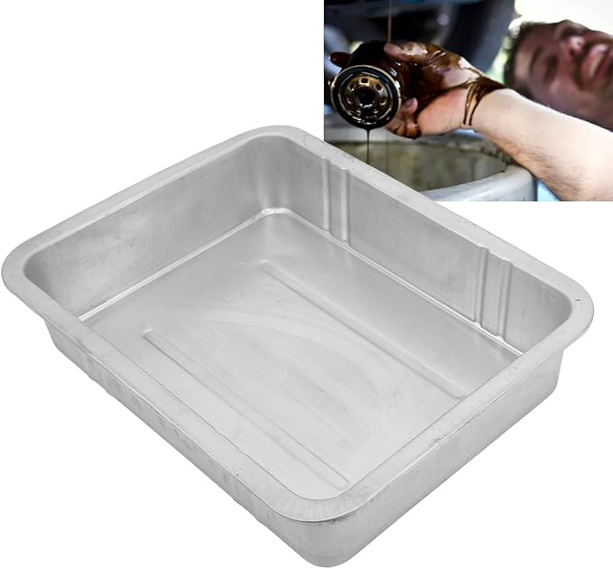Acouto Galvanized Drip Pan Oil Drain Pan Leak Portable Universal Metal Construction Automotive Oil Change Container(#2)