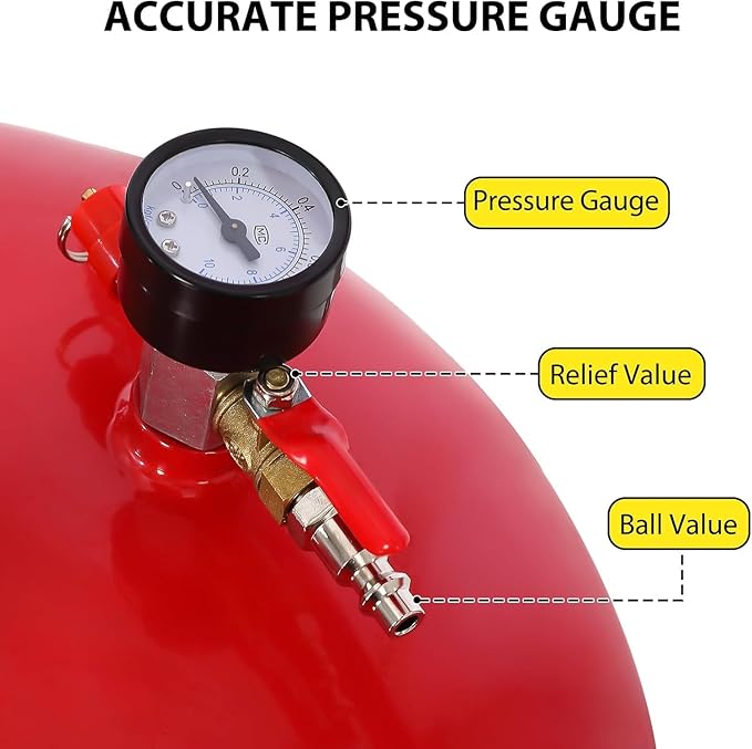 20 Gallon Waste Oil Drain Tank, Oil Drain Extractor, Pneumatic Drainer for Automotive Fluids, Portable Waste Oil Container with Air Operation (20 Gallon-Red-Common)