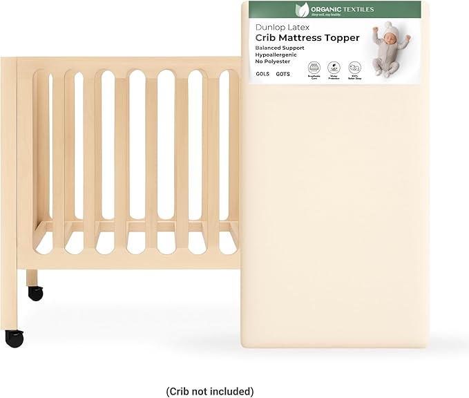 ORGANIC TEXTILES Organic Baby Mattress Topper with Water Resistant Removable Cotton Cover - GOLS/GOTS Certified - Breathable - 3" Mini Sleeper (31"x18")
