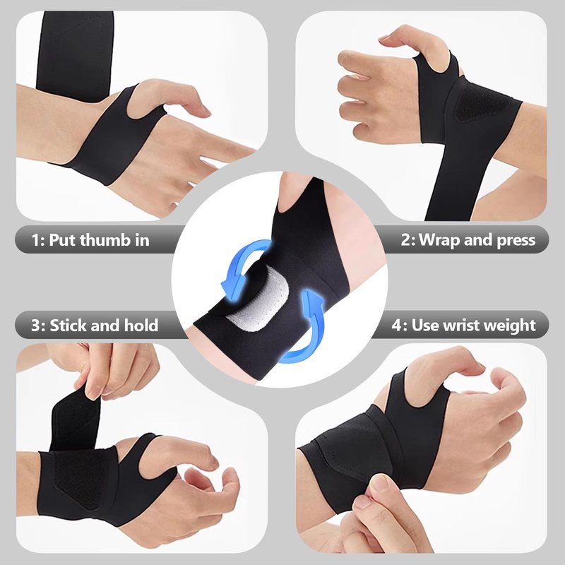 Wrist Weights, Ankle Weights for Women Men, With Wrist Brace，Silicone Wrist Weighted Bracelets - Adjustable Leg & Arm Weights,Ankle Weights for Workout, Running, Yoga, Swimming，2 Lbs(1Lbs Each) (Obsidian Black)