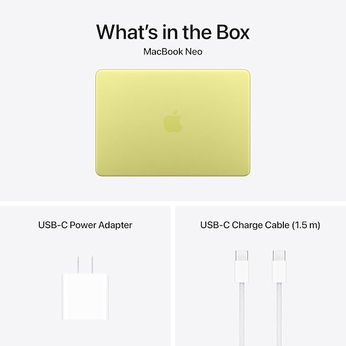 Apple 2026 MacBook Neo 13-inch Laptop with A18 Pro chip: Built for AI and Apple Intelligence, Liquid Retina Display, 8GB Unified Memory, 512GB SSD Storage, Touch ID; Citrus with AppleCare+ (3 years)