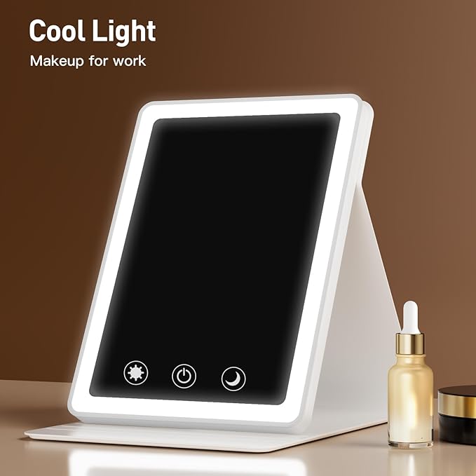 (2 Pack) 2025 Rechargeable Travel Makeup Vanity Mirror with 72 Led Lights,Portable Lighted Beauty Mirror,3 Color Lighting,Dimmable Touch Screen,Tabletop LED Folding Cosmetic Vanity Mirror Desk Table