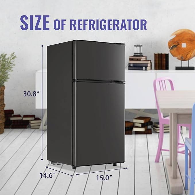 2.4 Cu.Ft Small Refrigerator with Freezer Dorm Mini Fridge with Removable Plastic Shelves Mini Refrigerator Ideal for Home, Office,Dormitory Gray