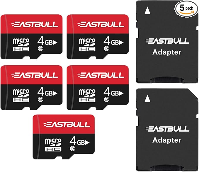 EASTBULL 4GB 5-Pack of Micro SD Cards, 4GB SD Cards Pack Full HD Video 90MB/s
