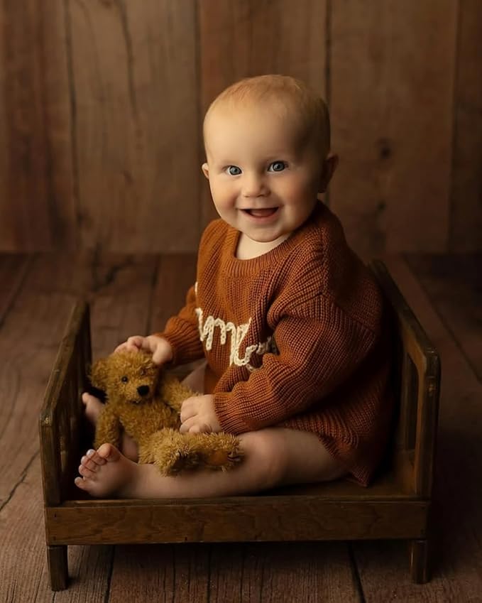 Newborn Photography Props Bed Prop Brown – Rustic Mini Wooden Bed