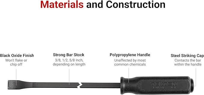 TEKTON Angled End Handled Pry Bar Set, 5-Piece (12, 17, 25, 36, 45 in.) | LSQ90505 | Made in USA