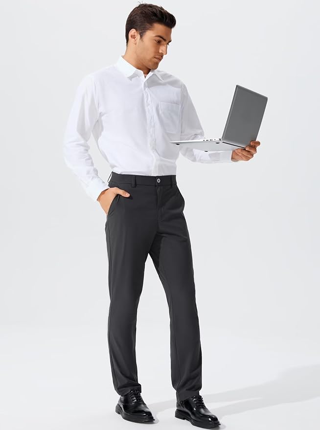 QPNGRP Men's Golf Pants 30"/32"/34" Inseam Lightweight Stretch Work Dress Pants