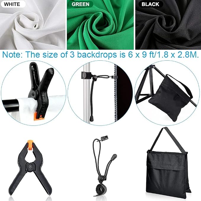 Photography Lighting Kit 8.5x10ft Backdrop Support System and LED Softbox Set