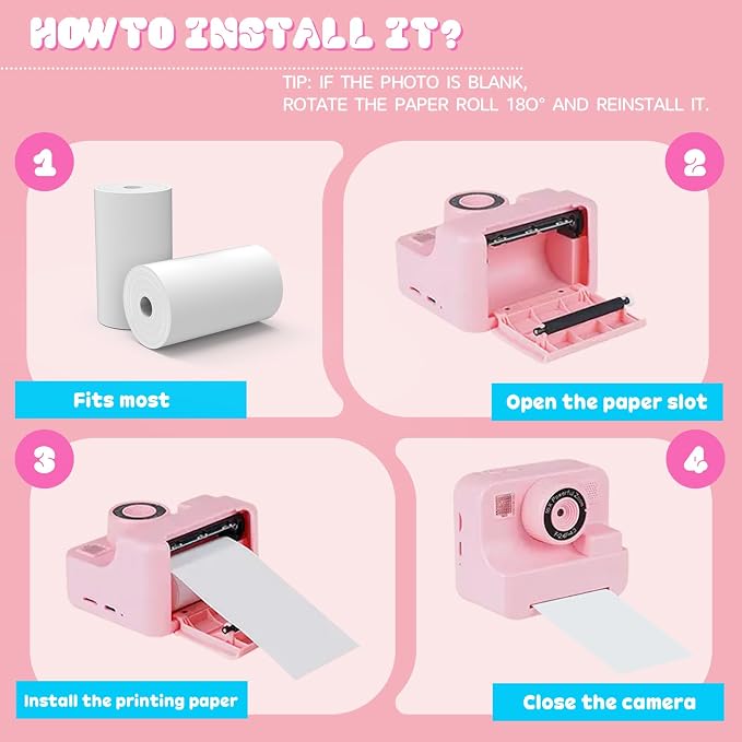 10 Rolls Kids Camera Paper Roll Refill