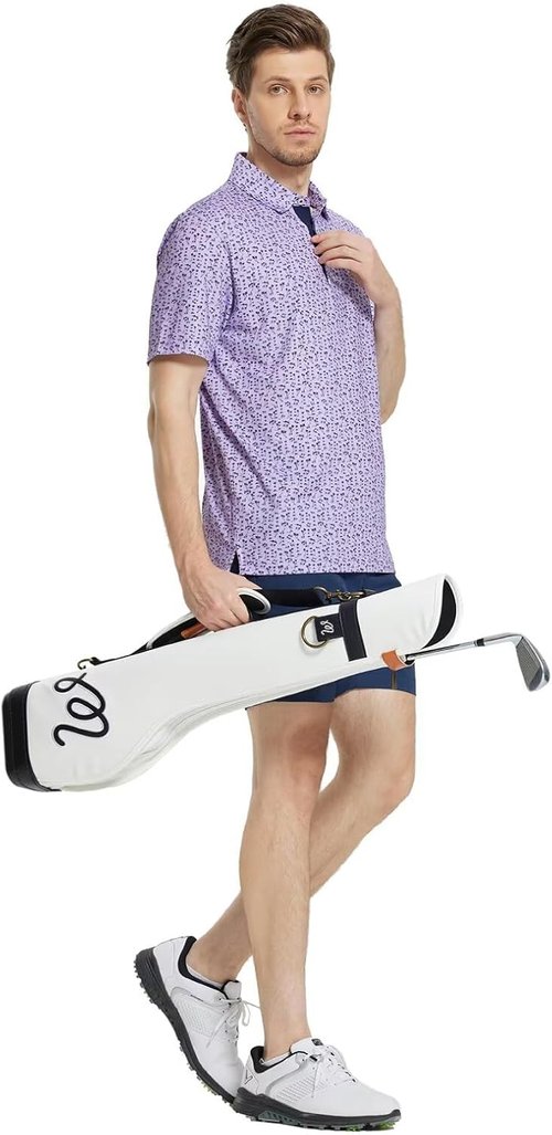 M MAELREG Men's Golf Polo Shirt - Short Sleeve Moisture-Wicking Performance with Stylish Print Patterns