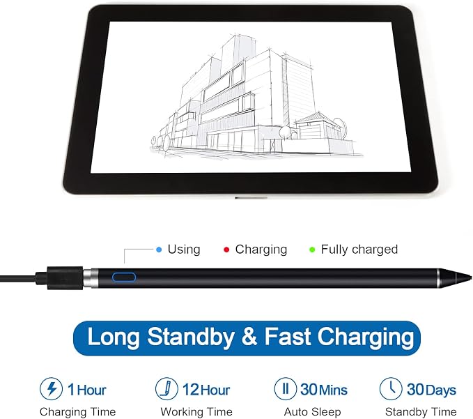 Active Stylus Pens for Touch Screens, Active Pencil Smart Digital Pens Fine