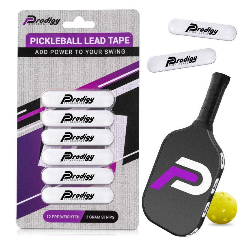 Prodigy Pickleball Lead Tape - 12pcs Easy Application to Improve Your Power & Accuracy - Pre Cut 3g Tape Strips to Give You a Larger Sweet Spot