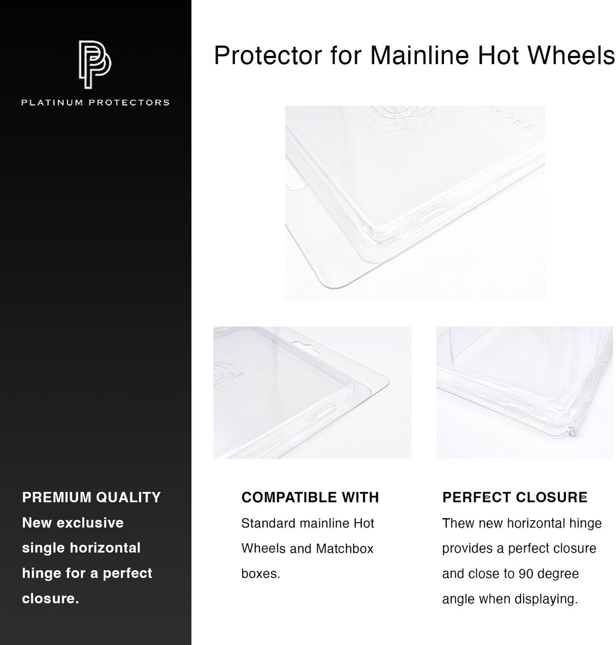Platinum Protectors Protector Case for Hot Wheels Mainline and Matchbox Cars Clear Plastic Clamshell Blister Display (10 pack)